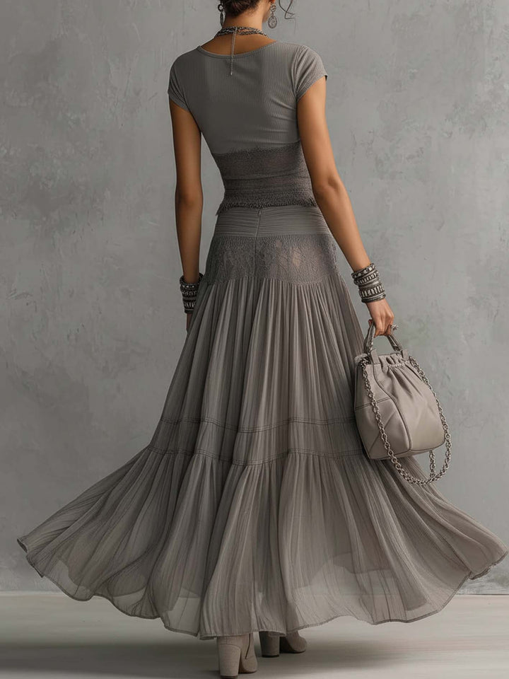 Valo | Panel Top & Pleated Skirt Set