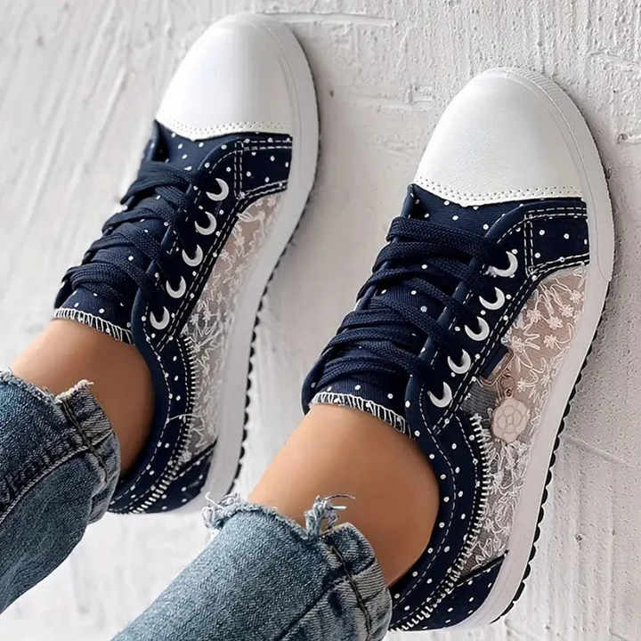 Noelle | Floral Detail Lace Up Trainer