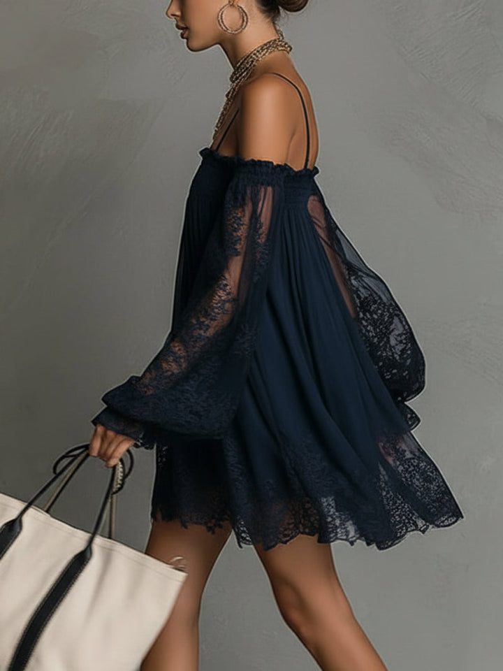 Grace | Navy Off-Shoulder Mini Dress
