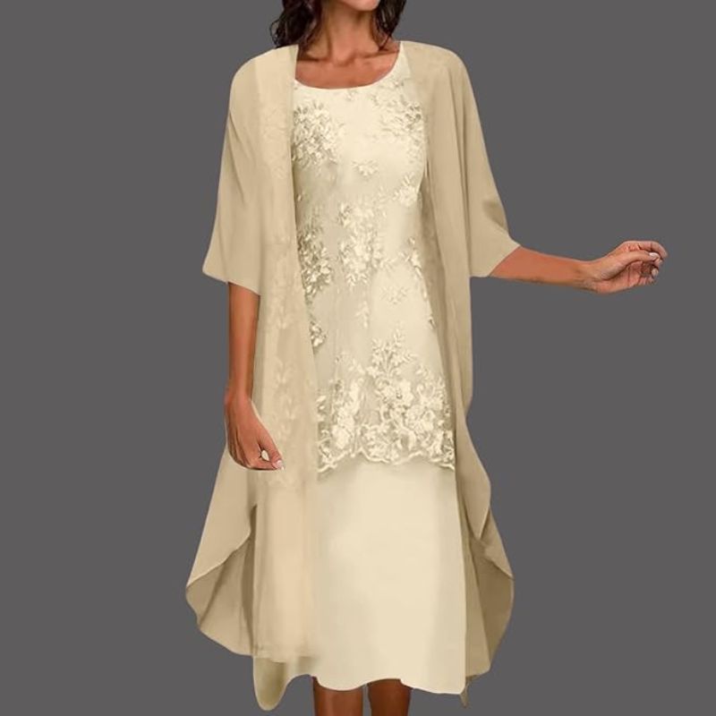 Diane | Floral Lace Midi Dress & Cardigan Set