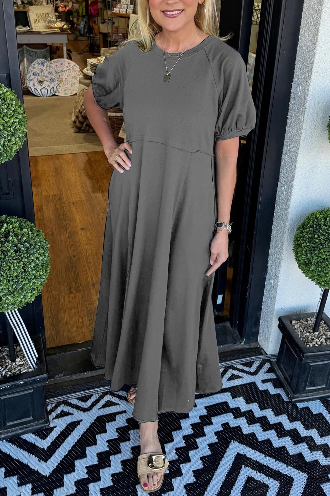 Odette | Puff Sleeve Relaxed Maxi Dress