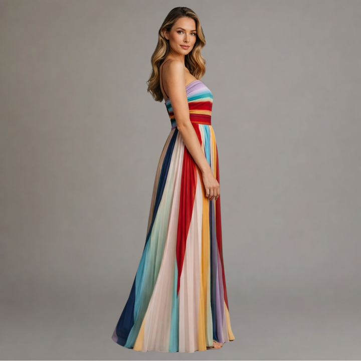 Valentina | Elegant Rainbow Maxi Dress