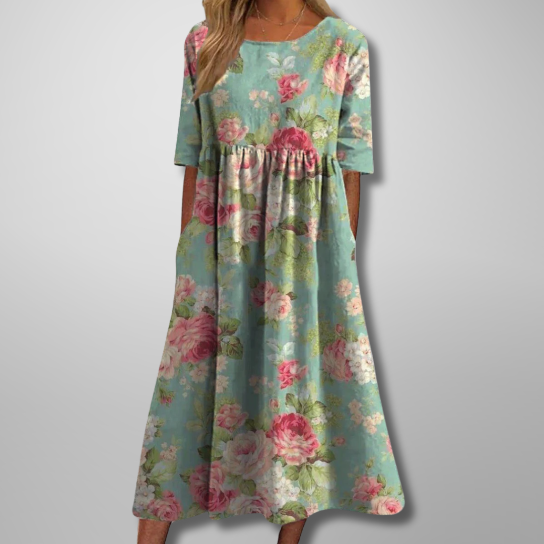 Margaret | Elegant Floral Midi Dress