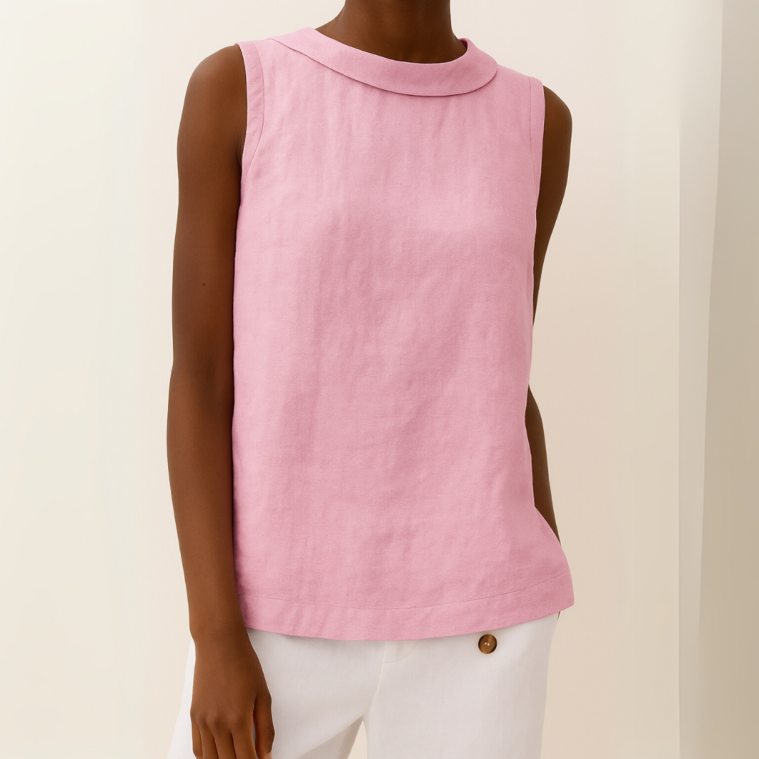 Elaine | Elegant Sleeveless Roll Collar Top