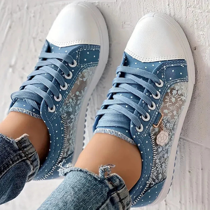 Noelle | Floral Detail Lace Up Trainer