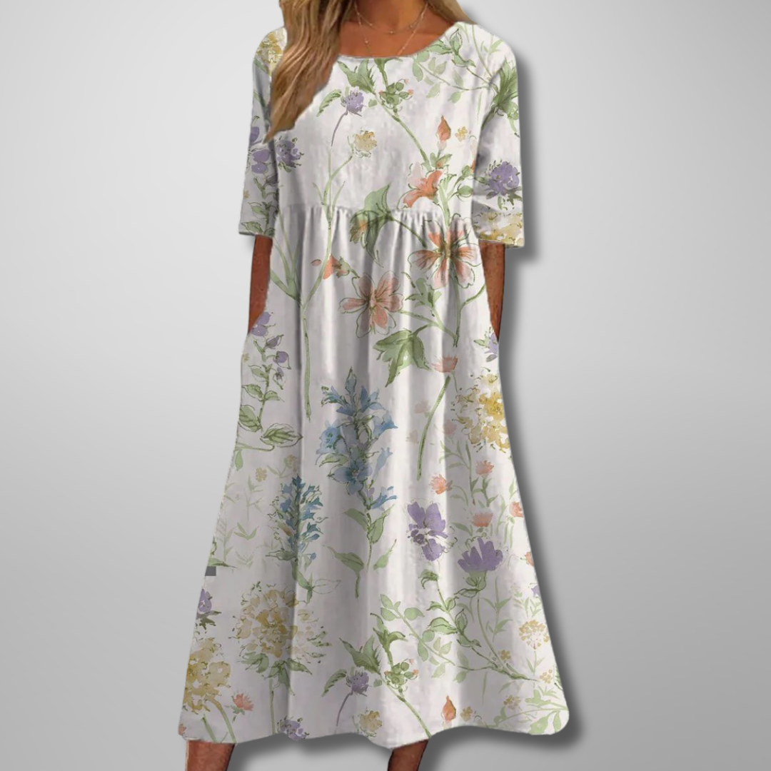 Margaret | Elegant Floral Midi Dress