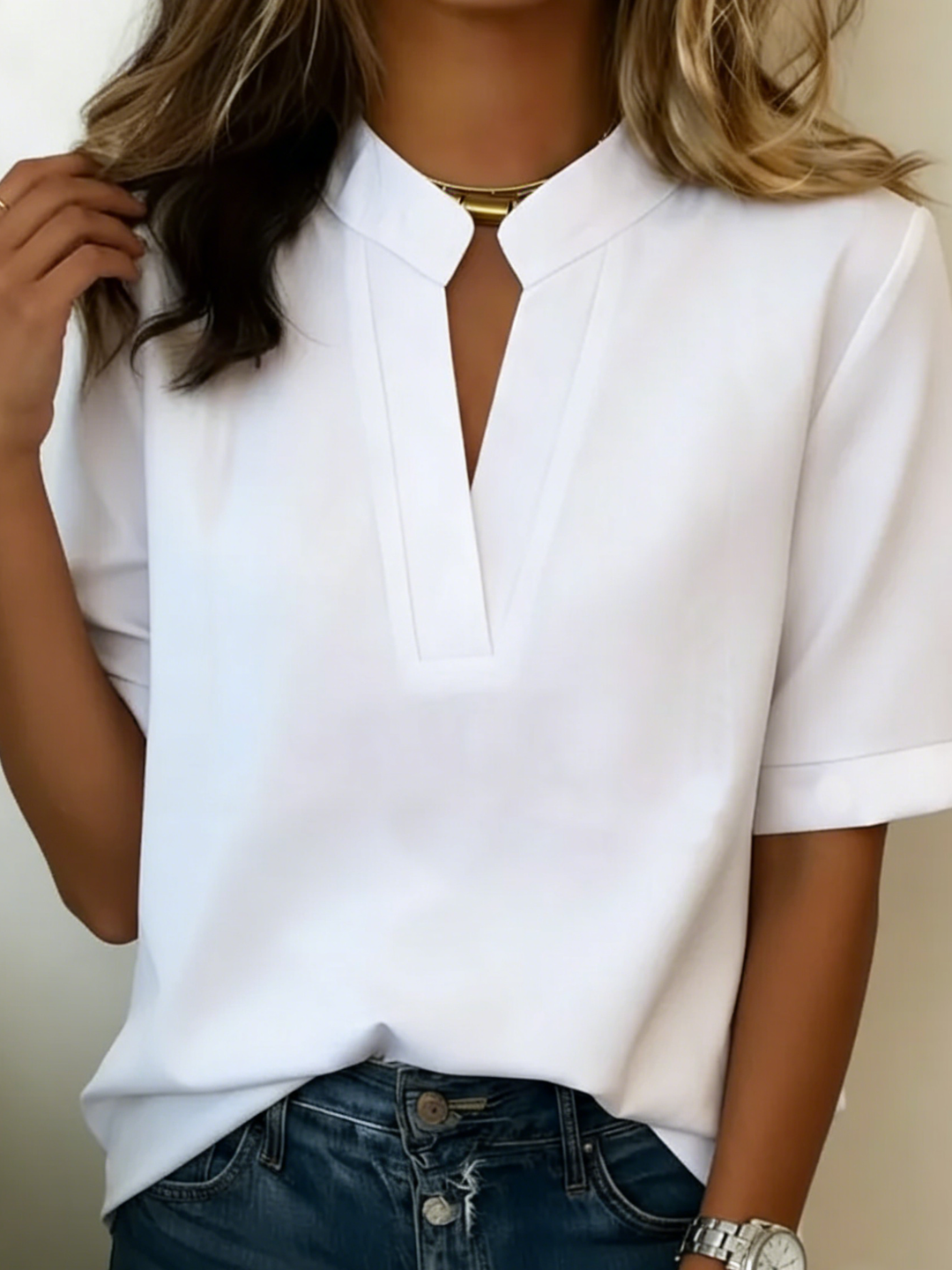 Denise | Elegant Relaxed V-Neck Blouse