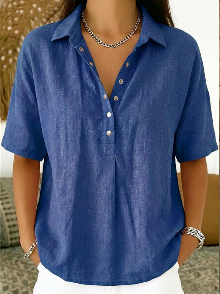 Vivette | Relaxed Collar Button Blouse