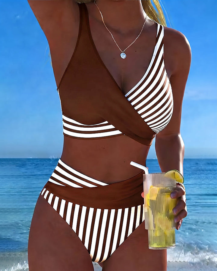Delphine | Flattering Striped Bikini Set