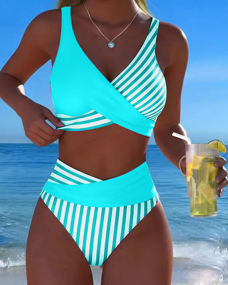 Delphine | Flattering Striped Bikini Set