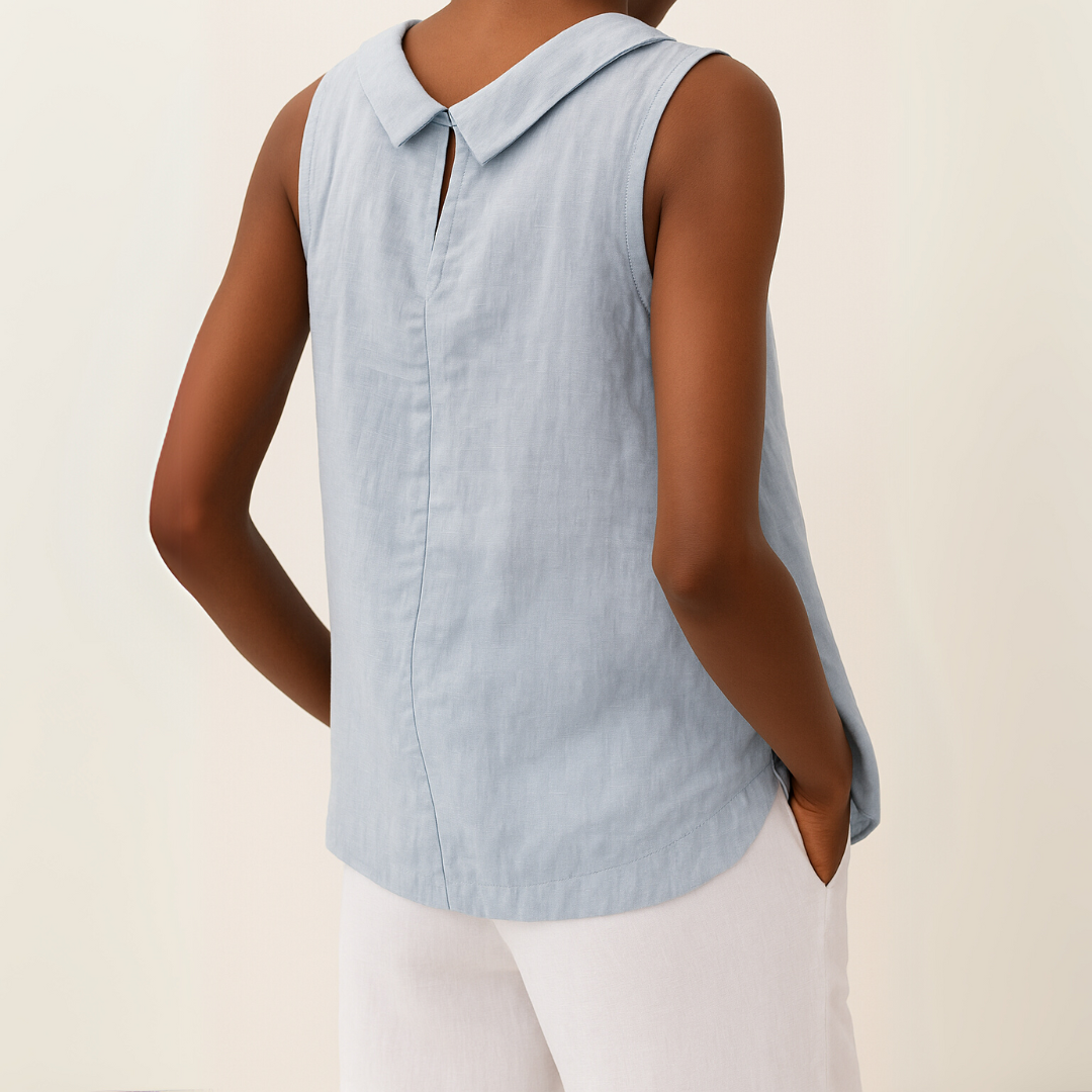 Elaine | Elegant Sleeveless Roll Collar Top
