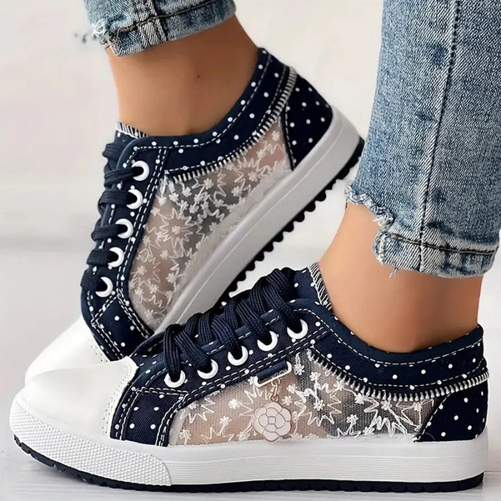 Noelle | Floral Detail Lace Up Trainer