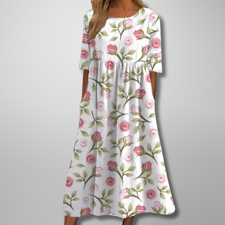 Margaret | Elegant Floral Midi Dress