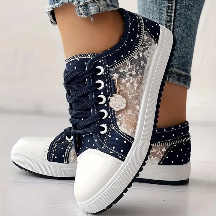 Noelle | Floral Detail Lace Up Trainer