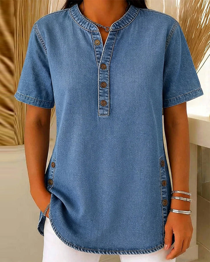 Deborah | Relaxed Button Denim Top