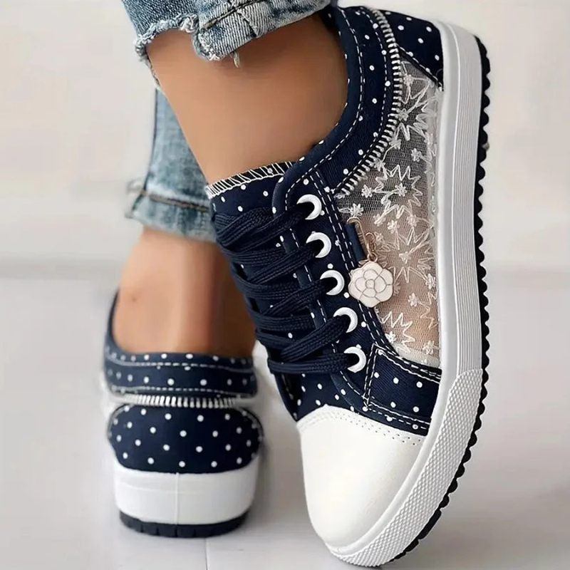Noelle | Floral Detail Lace Up Trainer
