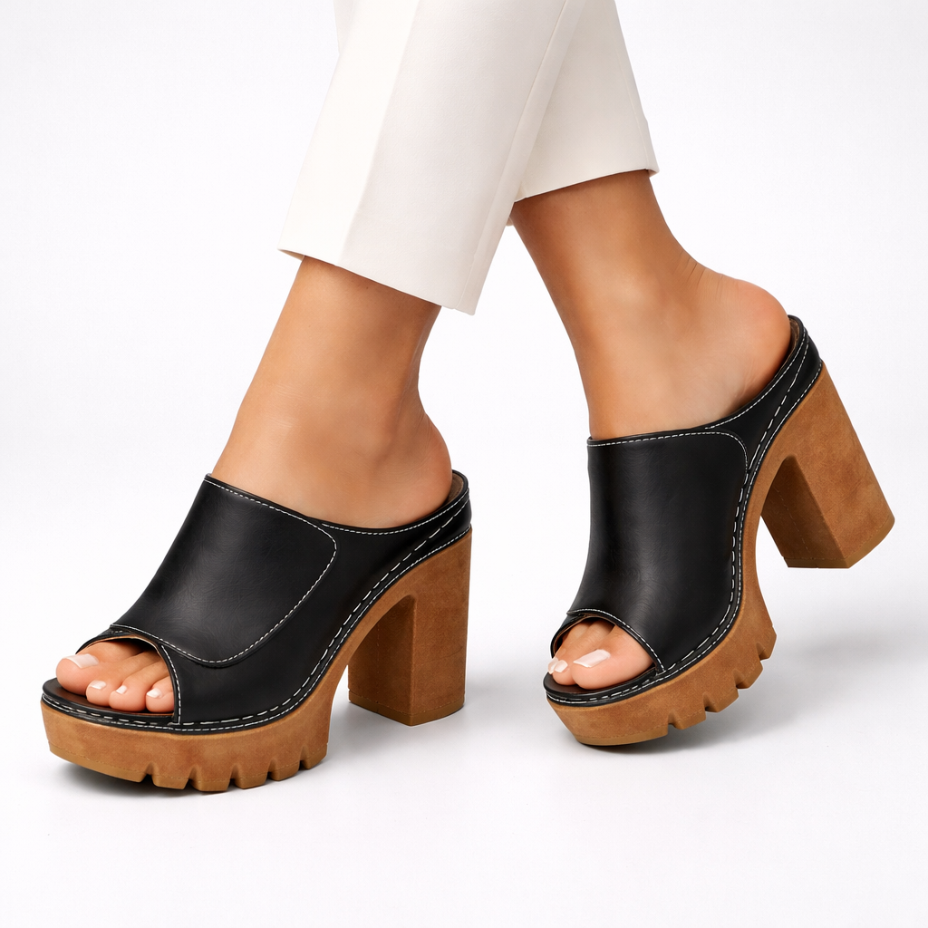 Mizella | Flattering Platform Block Heel Mules