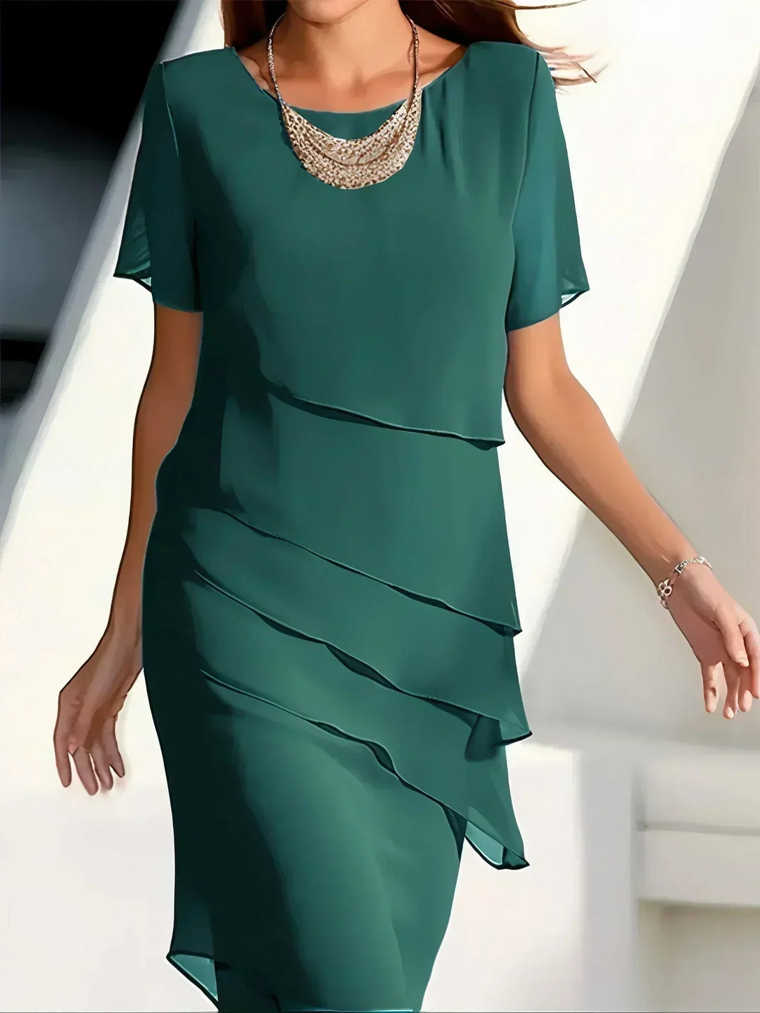 Vivienne | Layered Chiffon Midi Dress