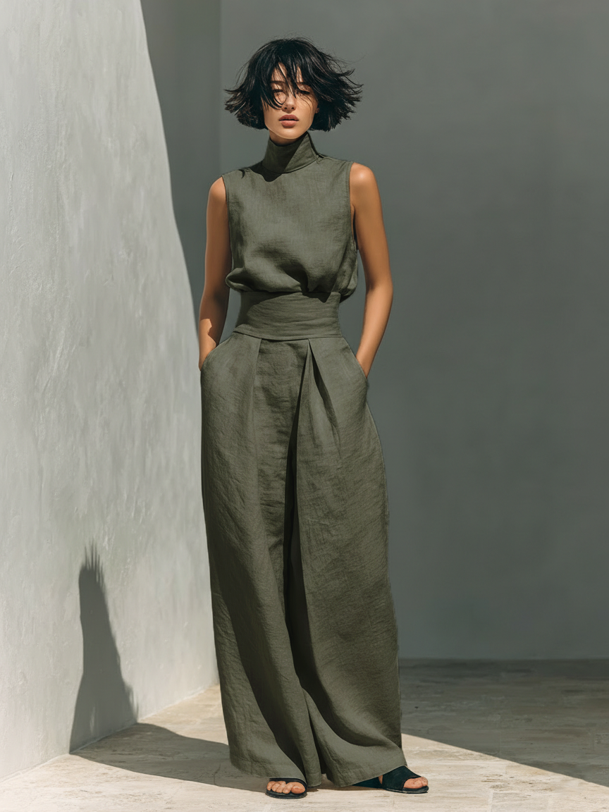 Elaine | Sleeveless Top & Wide-Leg Trouser Set