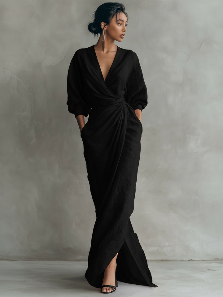 Laya | Pink V-Neck Maxi Dress