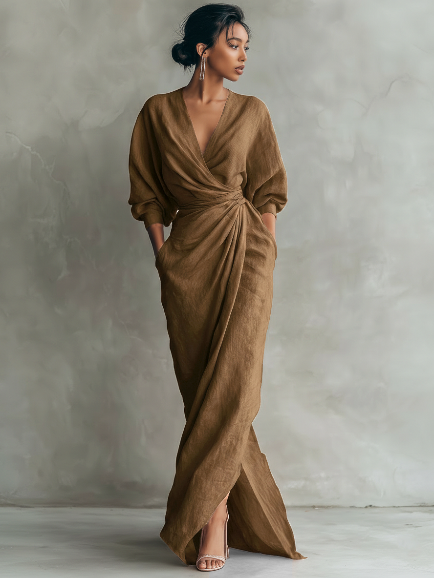 Laya | Pink V-Neck Maxi Dress