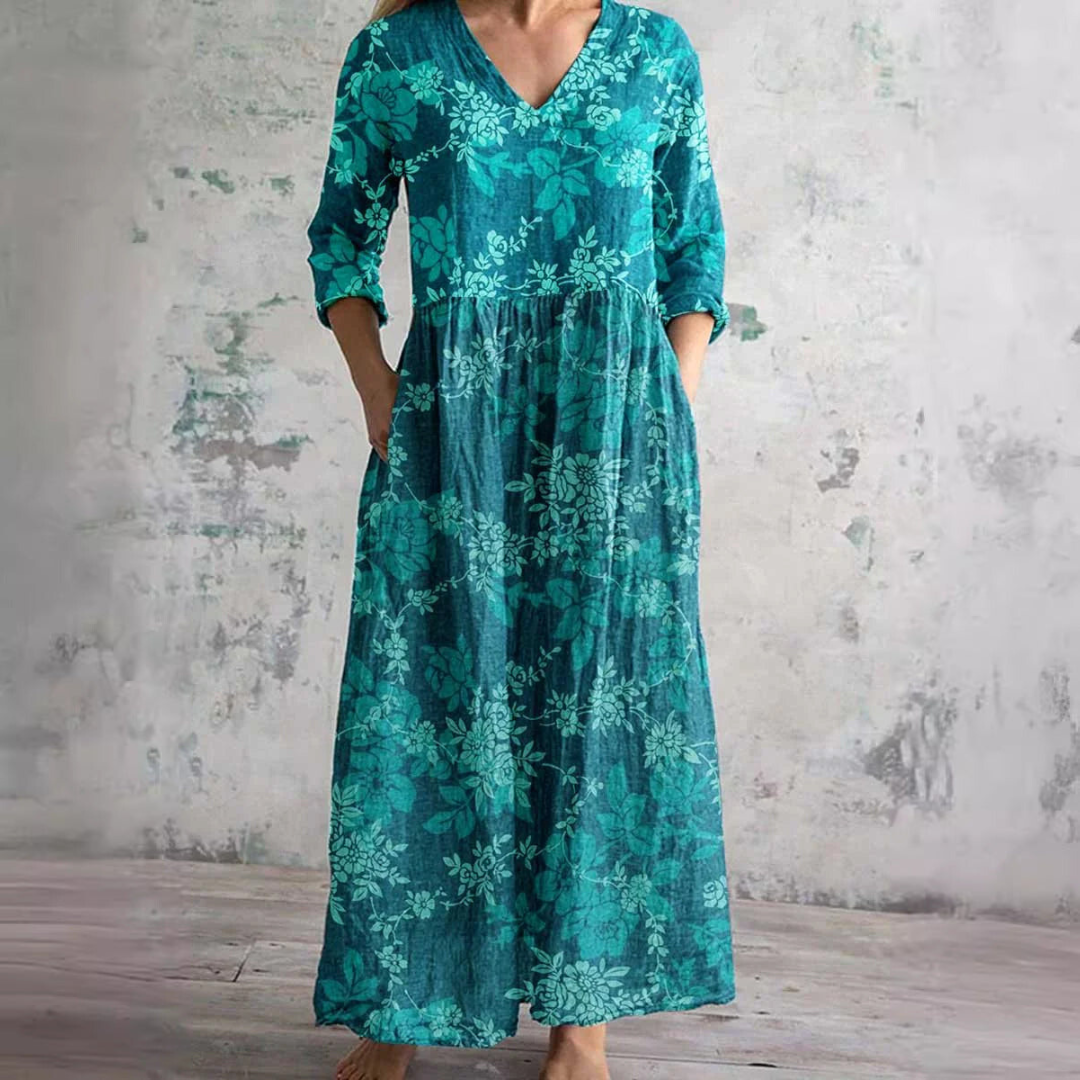 Dainy | Summer Dress with V-Neck and Floral Pattern