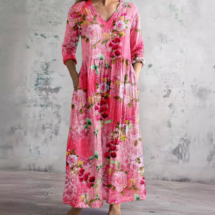 Dainy | Summer Dress with V-Neck and Floral Pattern
