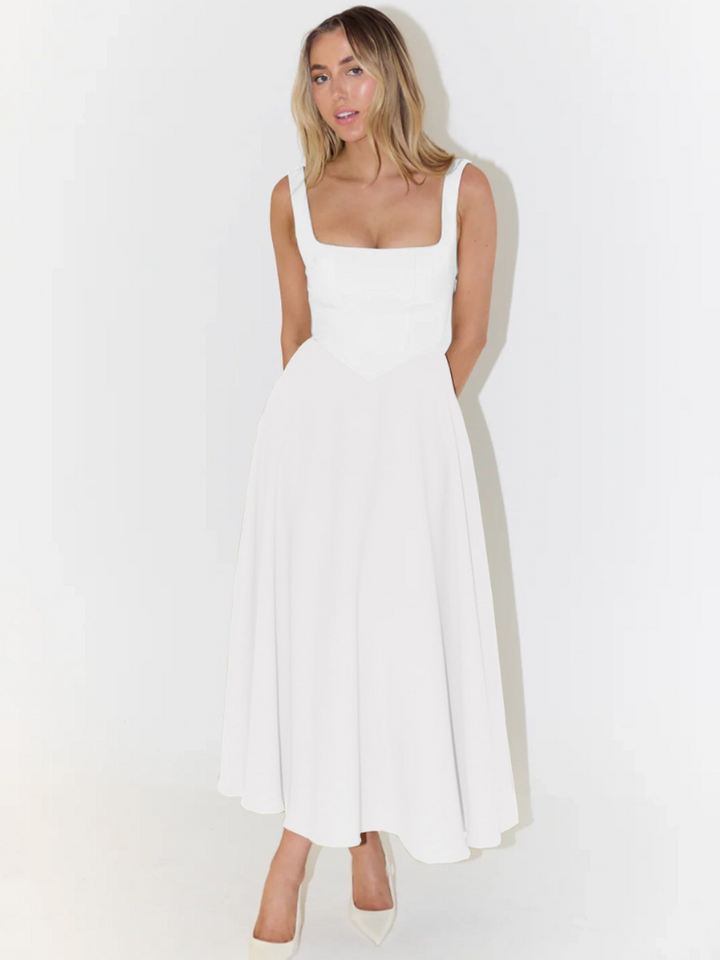 Grace | Square Neck Flowing Midi Dress
