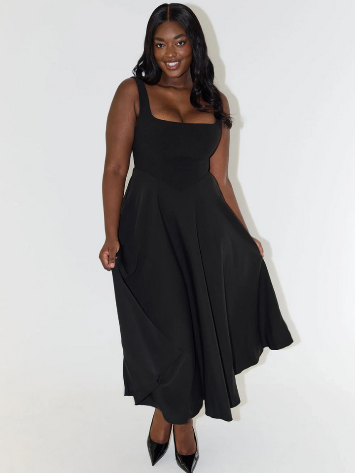 Grace | Square Neck Flowing Midi Dress