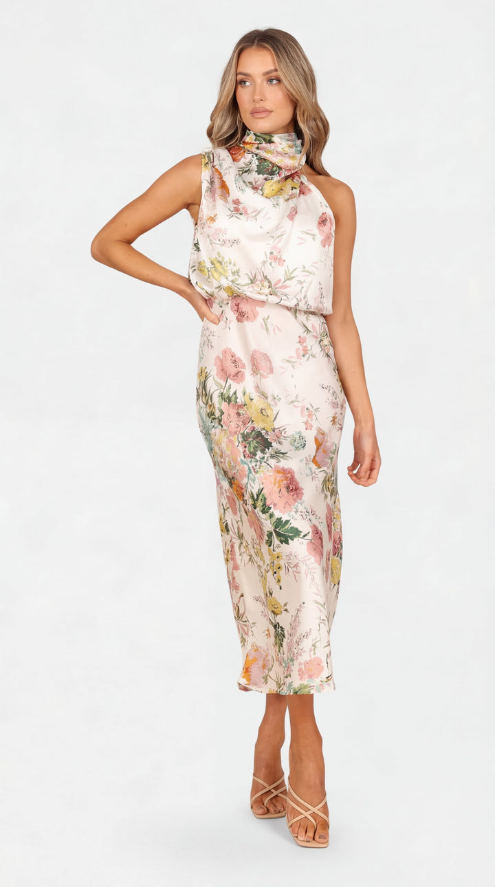 Lisa | Floral Halter Maxi Dress