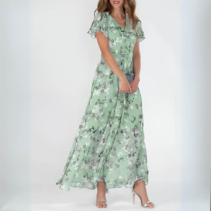 Regina | Flattering Floral V-Neck Maxi Dress