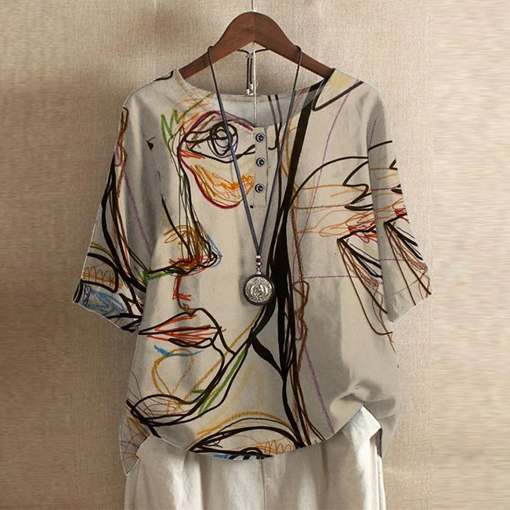 Celeste | Retro Floral Relaxed Blouse