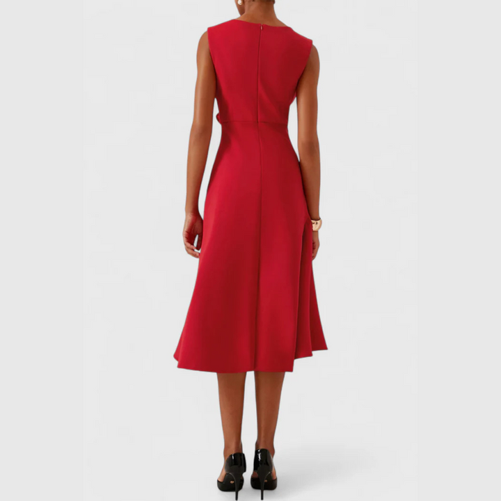 Eleanora | Draped Asymmetric Midi Dress
