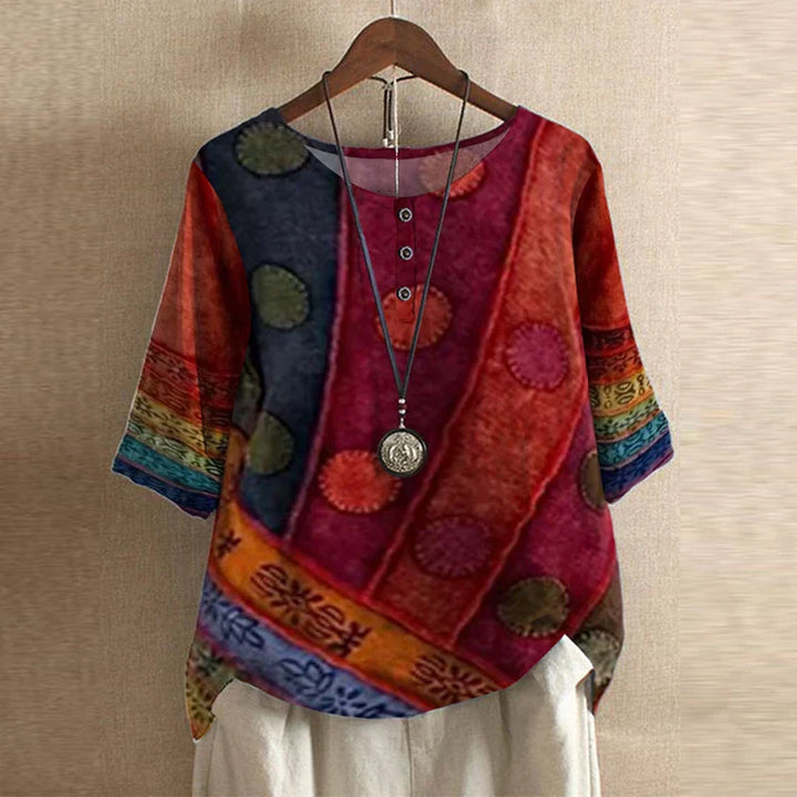 Celeste | Retro Floral Relaxed Blouse