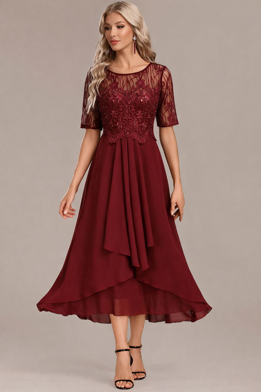 Portia | Lace Detail Occasion Midi Dress