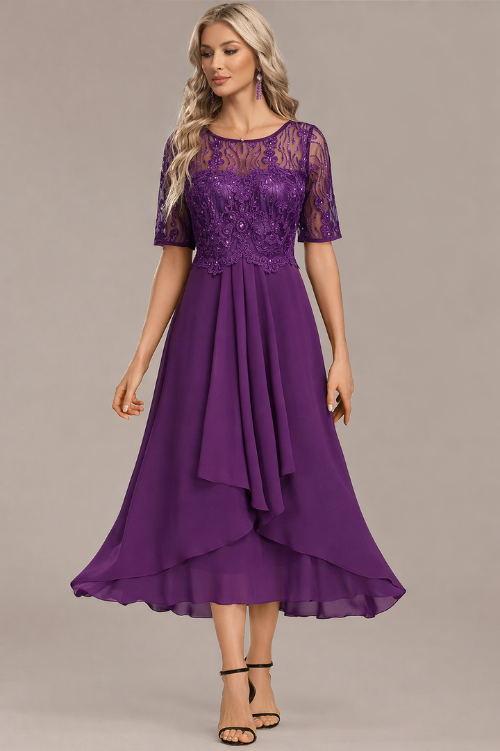 Portia | Lace Detail Occasion Midi Dress