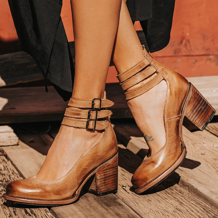 Elspeth | Strappy Block Heel Ankle Boots