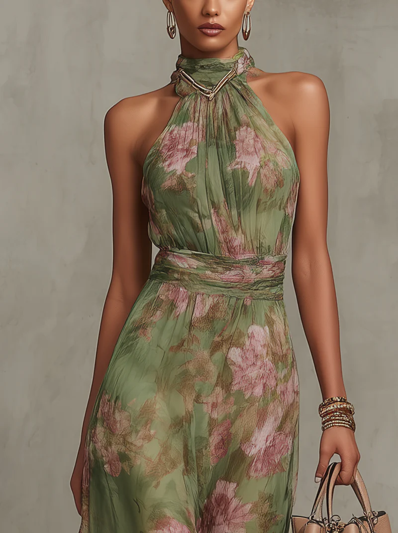 Emma | Floral Halter Maxi Dress