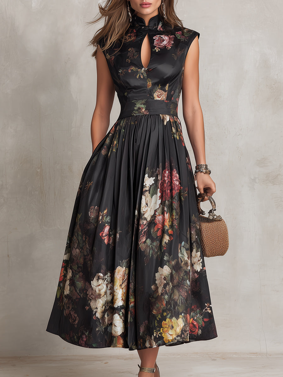 Beverly | Floral A-Line Midi Wedding Guest Dress