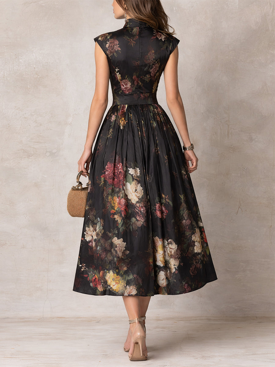 Beverly | Floral A-Line Midi Wedding Guest Dress