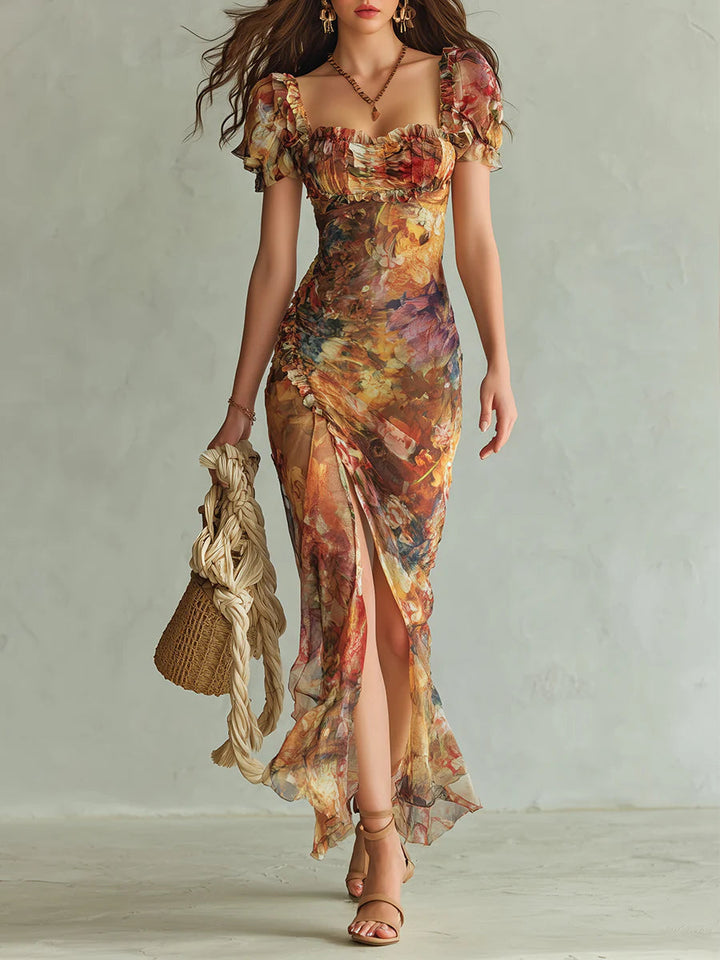 Olivia | Sunset Brushstroke Maxi Dress