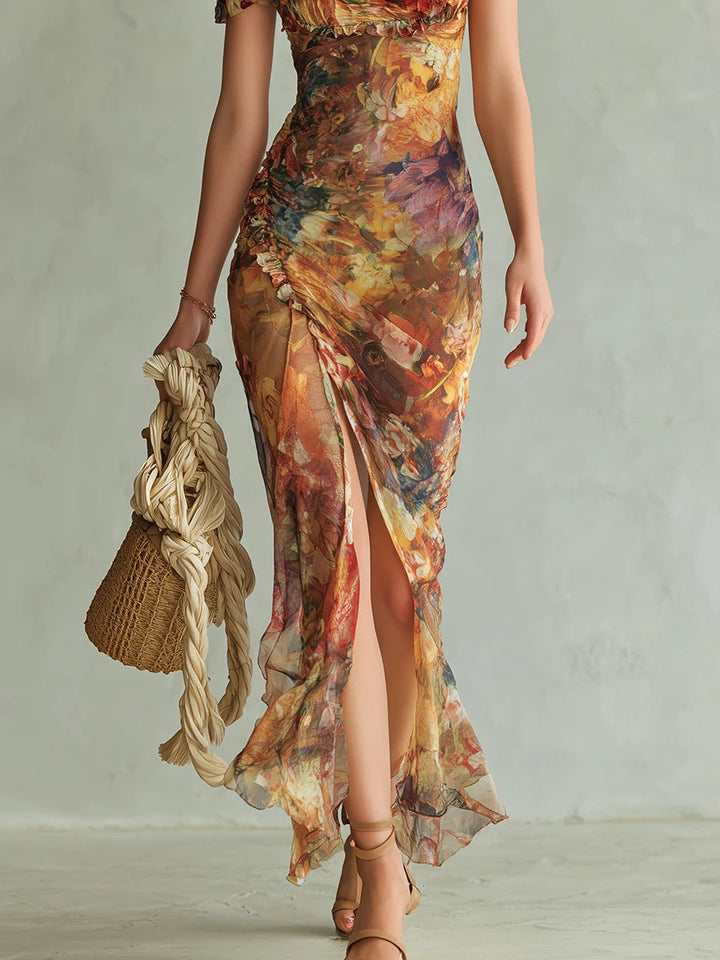 Olivia | Sunset Brushstroke Maxi Dress
