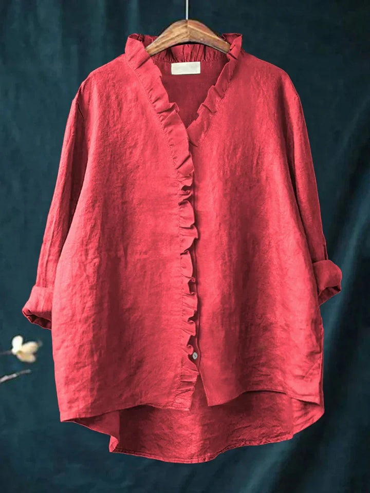 Dominique | Ruffled V-Neck Relaxed Blouse