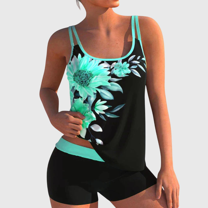 Koly | Floral Tummy Control Tankini with Shorts