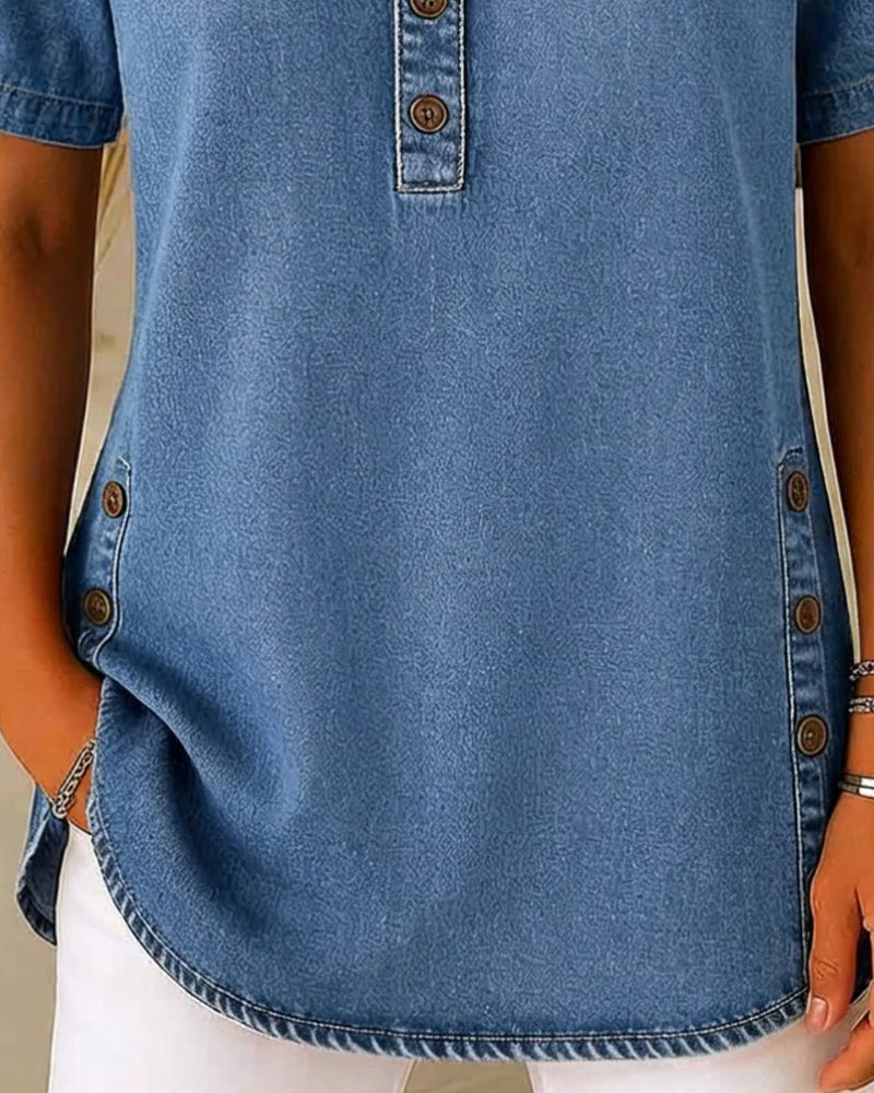 Deborah | Relaxed Button Denim Top