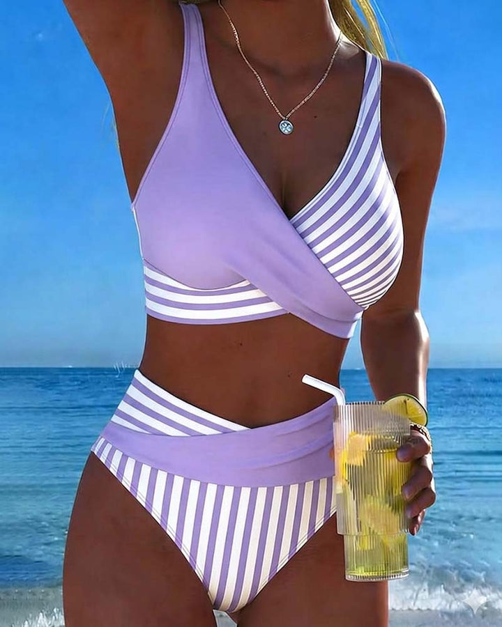 Delphine | Flattering Striped Bikini Set