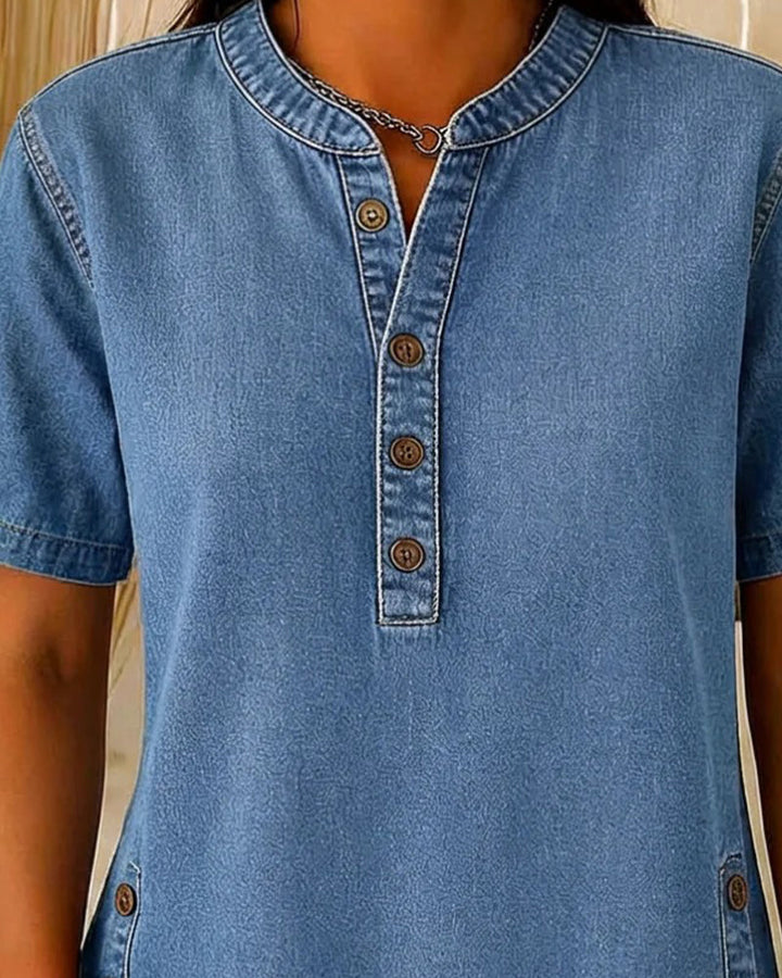 Deborah | Relaxed Button Denim Top