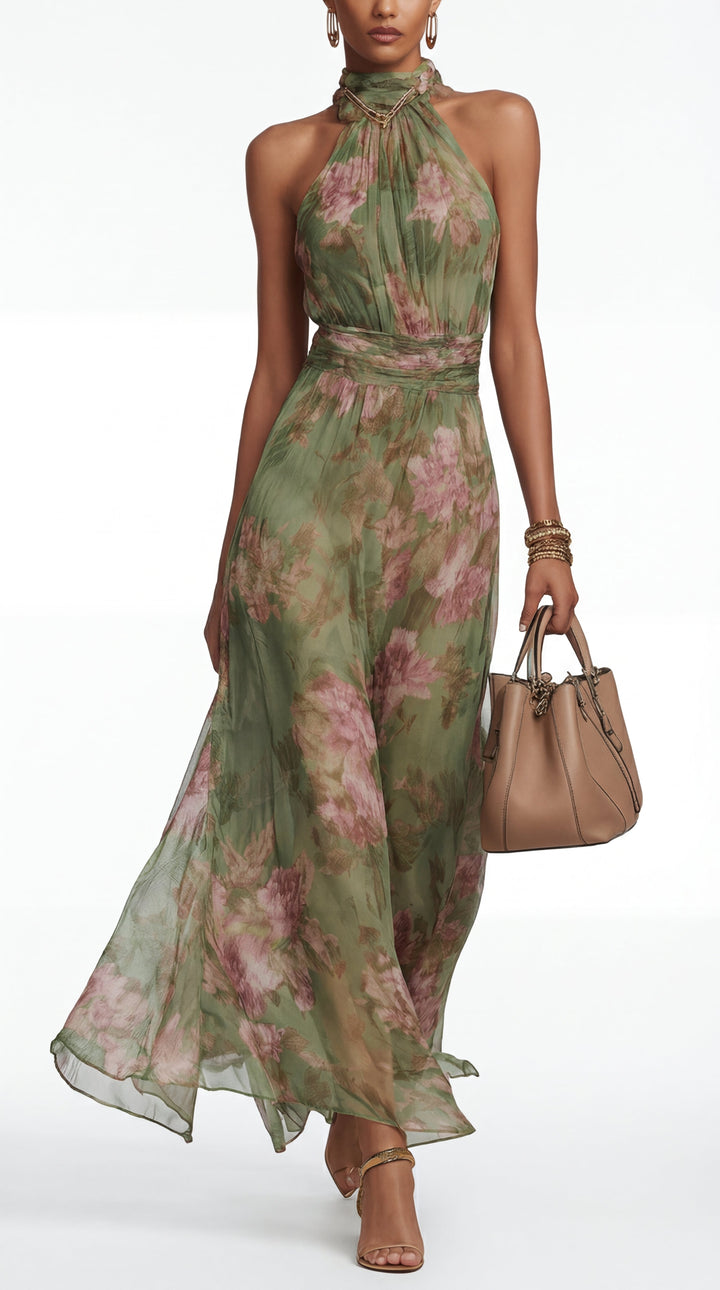 Emma | Floral Halter Maxi Dress
