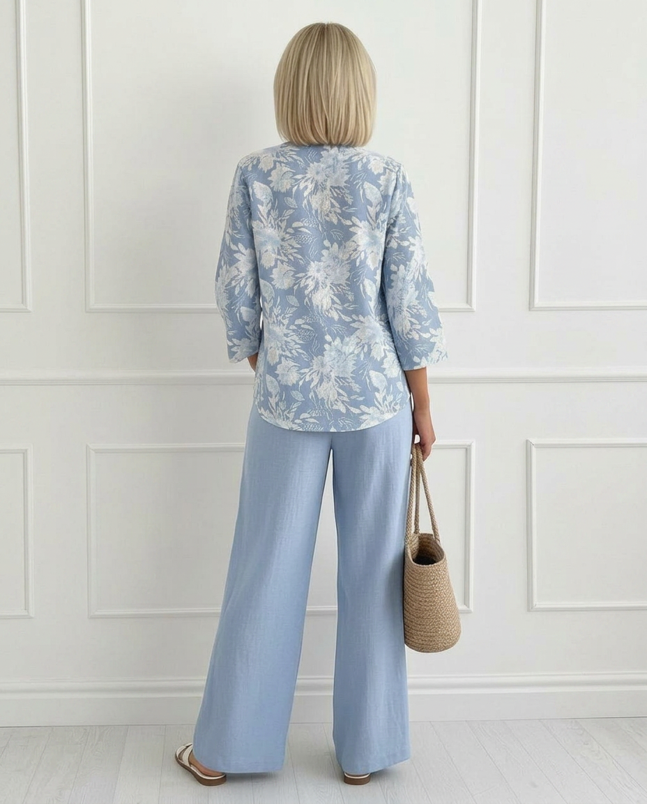 Callista | Floral Blouse and Wide Leg Trouser Set