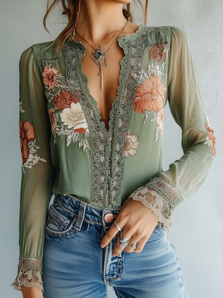 Clarissa | Bohemian Floral Lace Blouse